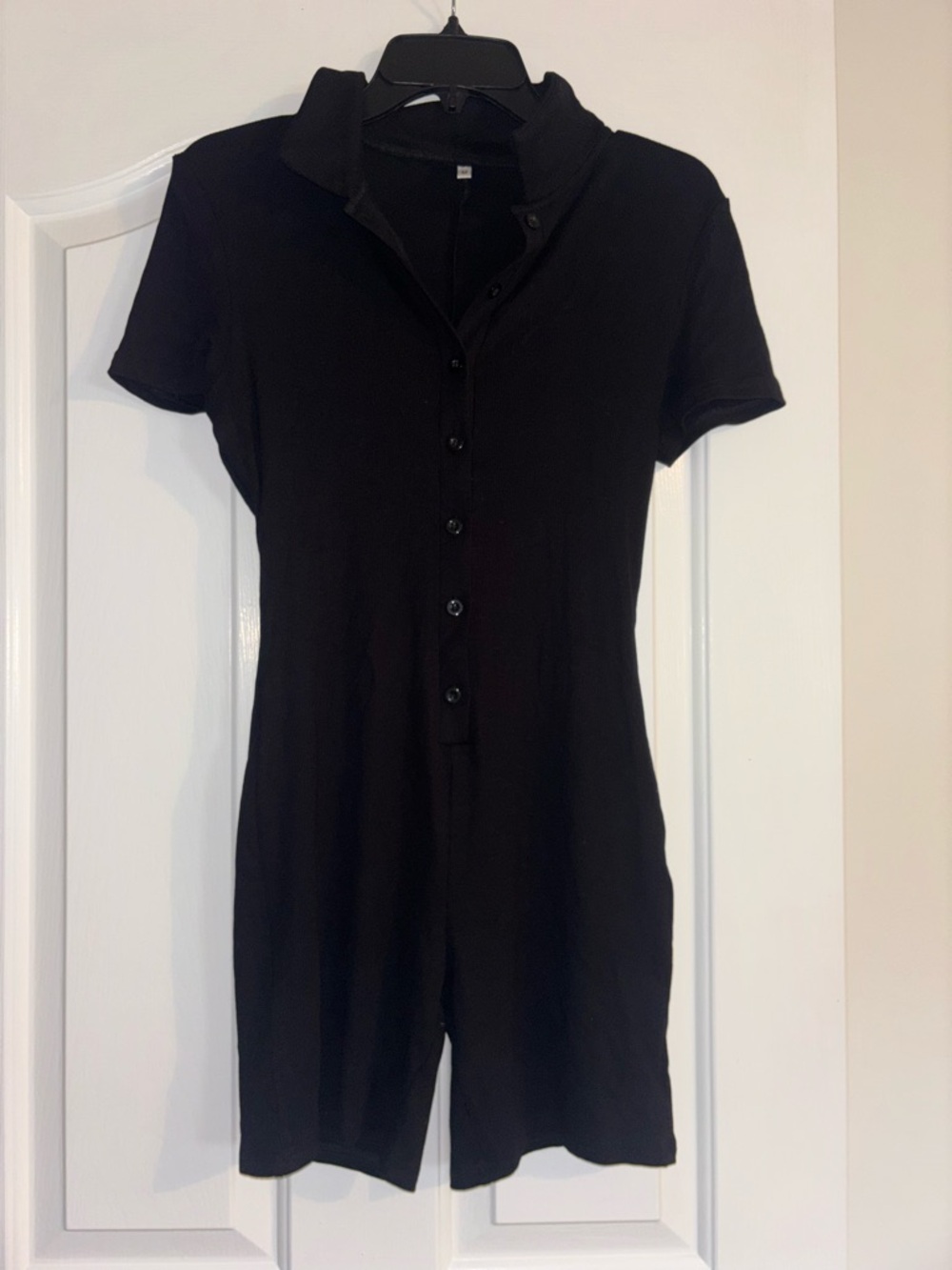 Black Short Sleeve Button Romper